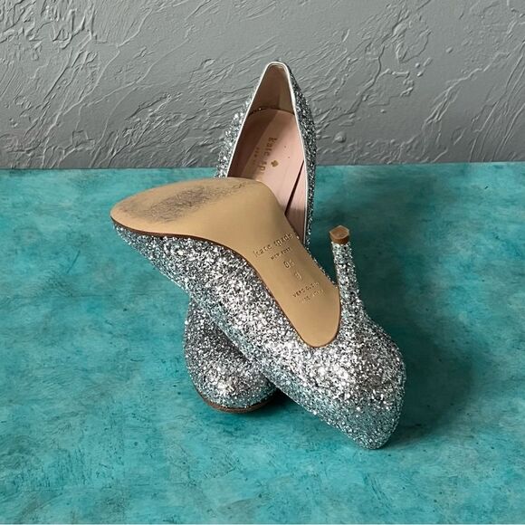 Kate Spade Silver Glitter Pumps Karolina High-Heel - Picture 4 of 8